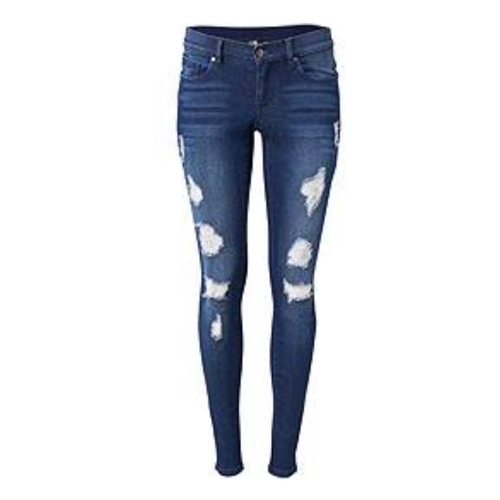 Ripped skinny jeans. Dark wash. Size 4